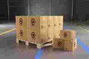 warehouse cardboard box mockup